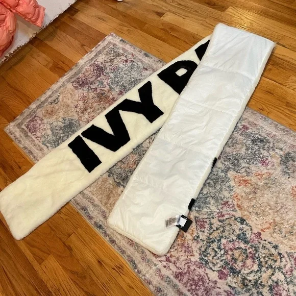 adidas x IVY PARK Unisex Faux Fur Scarf in White/Black - Picture 7 of 7